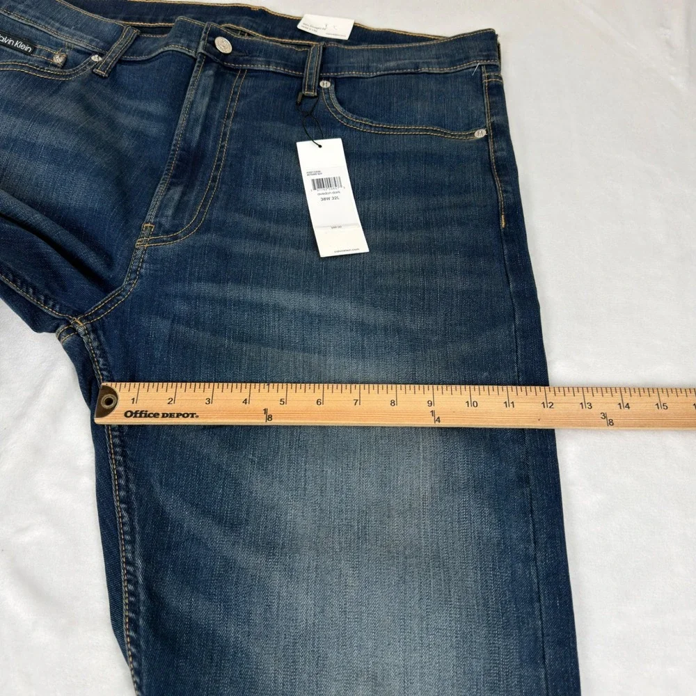 Calvin Klein Jeans Mens 38x32 (40 waist) Slim Straight Stretch Dark Blue New